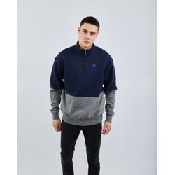 Men Sweatshirts - Russell Athletic Walter 1/4 Zip - Navy-Grey-Navy