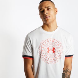 Men T-Shirts - Under Armour Crest Rival - White-Red