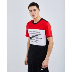 Men T-Shirts - Nike Swoosh Block - Black-Red-White
