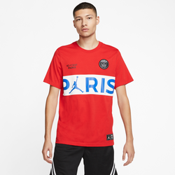 Men T-Shirts - Jordan X PSG Wordmark - Red-Red-Red