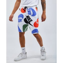 Men Shorts - Nike Club All Over - White-Multi-White