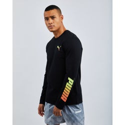 Men T-Shirts - Puma Xbu Graphic Long-sleeve - Black-Black