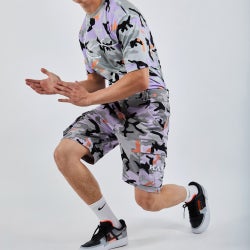 Men Shorts - Karl Kani Camo Cargo - Grey-Purple-White