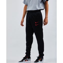 Men Pants - Nike Swoosh Poly Knit Track - Black-Red