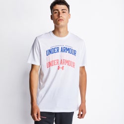 Men T-Shirts - Under Armour Shortsleeve - White-Pink