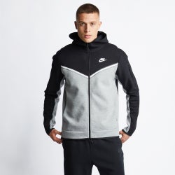 Men Hoodies - Nike Tech Fleece - Black-Dk Grey Heather-(White)