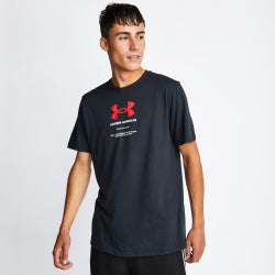 Men T-Shirts - Under Armour Logo - Black-Red