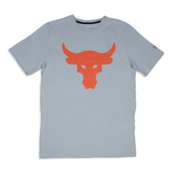 Men T-Shirts - Under Armour Project Rock - Mod Gray-Rogue Orange