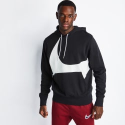 Men Hoodies - Nike Swoosh Over The Head - Black-(White)