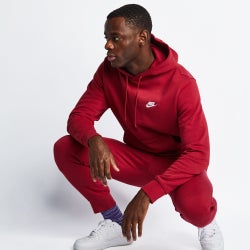 Men Hoodies - Nike Club Over The Head - Pomegranate-Pomegranate-White