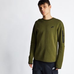 Men Sweatshirts - Nike Tech Fleece Crew Neck - Rough Green-(Black)