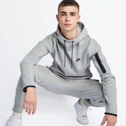Men Hoodies - Nike Tech Fleece Over The Head - Dk Grey Heather-(Black)