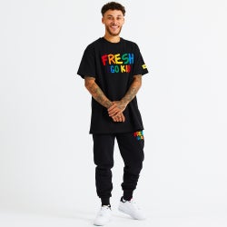 Men T-Shirts - Fresh Ego Kid Bel Air Boucle Oversized Tee - Black-Multi