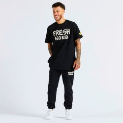 Men T-Shirts - Fresh Ego Kid Bel Air Boucle Oversized Tee - Black-Black