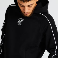 Men Hoodies - Fresh Ego Kid Piped Hoody - Black-Black