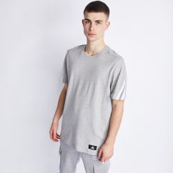 Men T-Shirts - adidas Fi 3 Stripe Tee - Med Grey Htr-Black