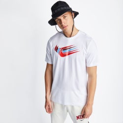 Men T-Shirts - Nike Sportswear Mlt Swsh Shortsleeve Tee - White-Habanero Red