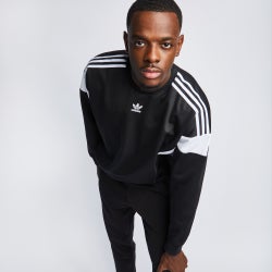 Men Sweatshirts - adidas Adicolor Classics Cut Line Crew Sweatshirt - Black-White