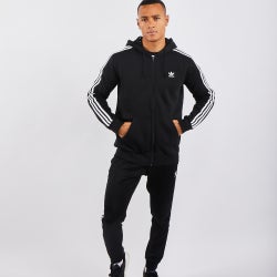 Men Hoodies - adidas Adicolor 3 Stripe Full Zip - Black-White-Black