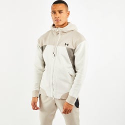 Men Hoodies - Under Armour Recovery Full Zip - Stone-Stone