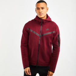 Men Hoodies - Nike Tech Fleece Essentials Full Zip - Maroon-Black