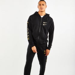 Men Hoodies - Nike Swoosh Full Zip - Black-Gold-Black