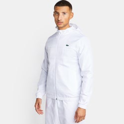 Men Track Tops - Lacoste Diamond Weave Hooded - White-White