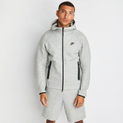 Men Hoodies - Nike Tech Fleece - Dk Grey Heather-Black