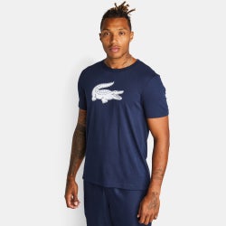 Men T-Shirts - Lacoste Big Croc Logo - Blue-Blue