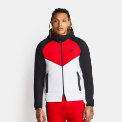 Homme Hoodies - Nike Tech Fleece - White-Black-University Red