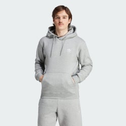 Men Hoodies - adidas Essential Trefoil Hoodie - Medium Grey Heather-White