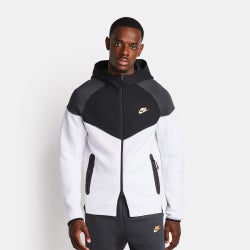 Homme Hoodies - Nike Tech Fleece - White-Dk Smoke Grey-Black