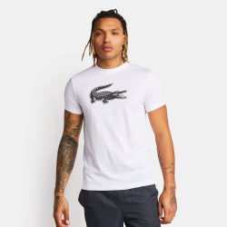 Men T-Shirts - Lacoste Big Croc Logo - White-Black