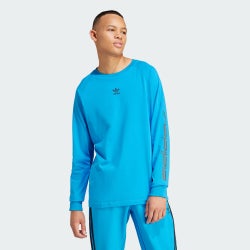 Homme T-Shirts - adidas Graphic Long Sleeve - Bright Blue-Black