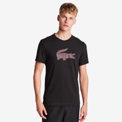 Men T-Shirts - Lacoste Big Croc Logo - Black-Black