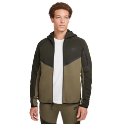 Homme Hoodies - Nike Tech Fleece - Olive-Black