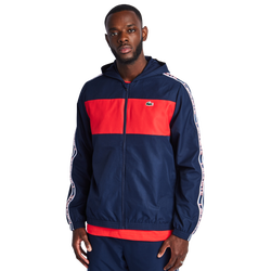 Men Track Tops - Lacoste Diamond Weave Colorblock - Navy Blue-Red-Navy Blue