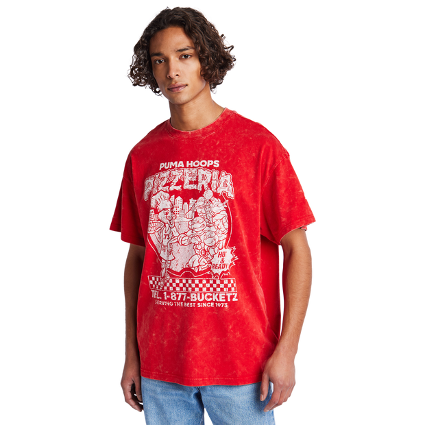 Puma Tmnt Tee I male Magliette - Rosso - Jersey di cotone - Foot Locker