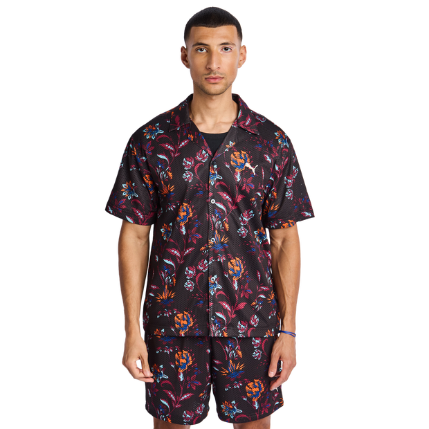 Puma Floral Sport Herren T-Shirts - Schwarz - Größe XS - Poly Mesh