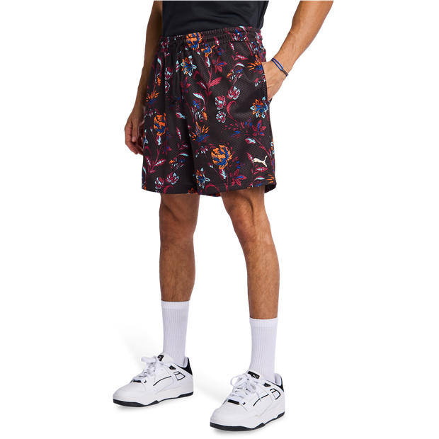 Puma Floral Sport Herren Kurze Hosen - Schwarz - Größe S - Poly Mesh