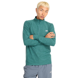 Men Sweatshirts - New Balance Space Dye 1/4 Zip - Green-Green