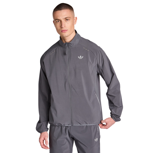 Adidas Tech Essentials Men Track Tops - Grey - Size M - Poly Woven