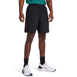 Herren Shorts - Under Armour Wordmark Logo - Black-Black-Venom Red
