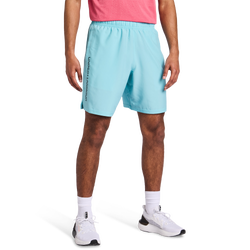 Homme Shorts - Under Armour Wordmark Logo - Blue Haze-Blue Haze-Black