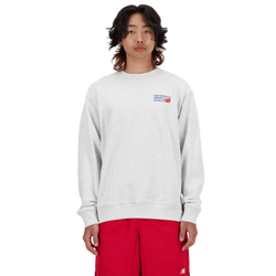 Men Sweatshirts - New Balance Athletics Premium Logo Crew - Ash Heather-Ash Heather