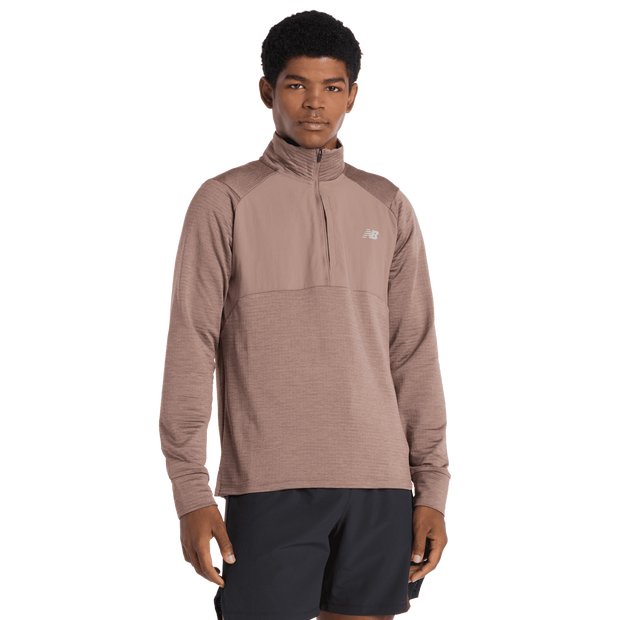 New Balance Athletics Heat Grid Half Zip Male Top Da Pista - Verde - Poly Jersey - Foot Locker