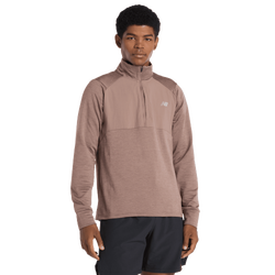 Heren Track Tops - New Balance Athletics Heat Grid Half Zip - Earth Shadow Heather-Earth Shadow Heather