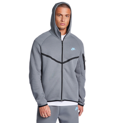 Heren Hoodies - Nike Tech Fleece - Smoke Grey-Football Blue