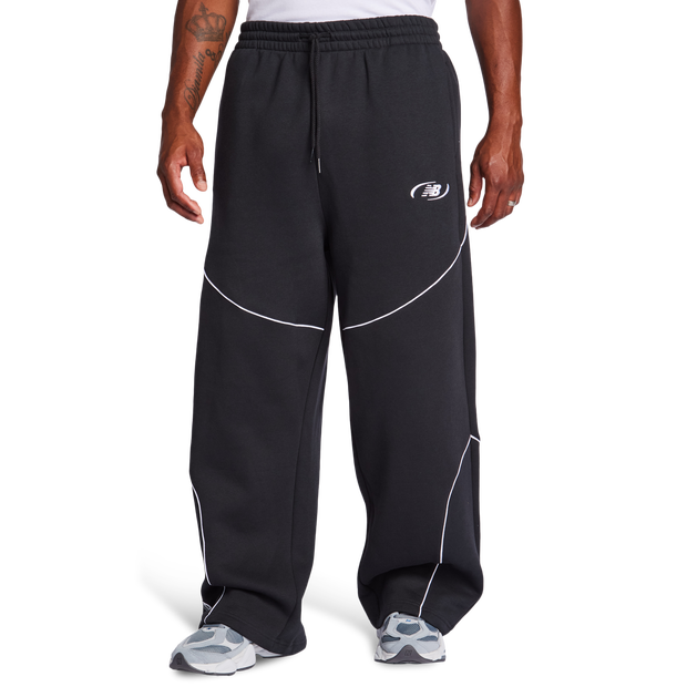 New Balance Trackside Herren Hosen - Schwarz - Größe M - Baumwoll-Fleece