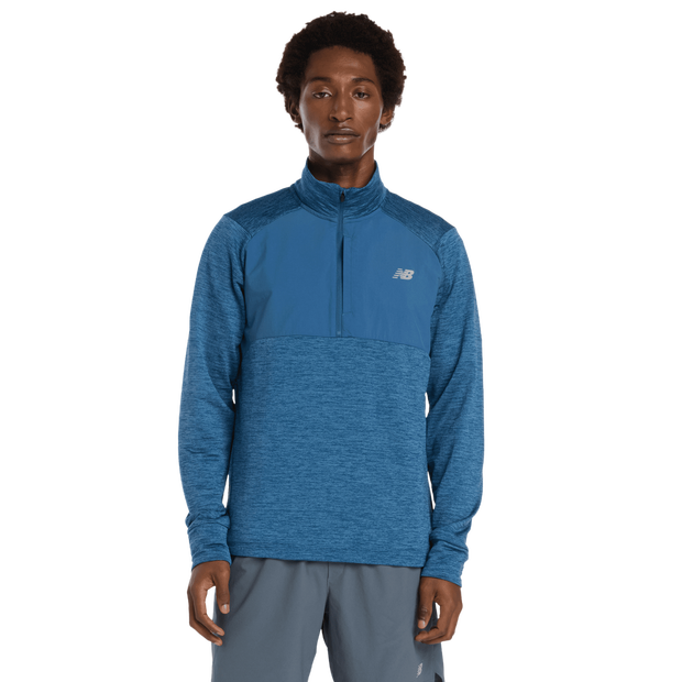 New Balance Athletics Heat Grid 1/2 Zip Uomo - Felpe Blu - Taglia S - Poly Jersey